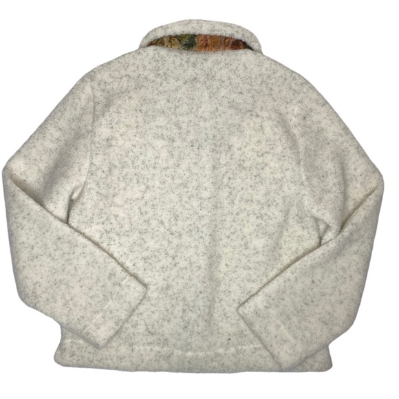 Orvis Women's Ivory Sherpa Button Front Jacket With Brocade Details Sz Sm - Picture 3 of 10